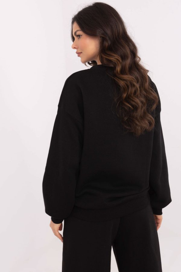 Black Sweatshirt in Sweatshirts For Women with Cotton and Polyester