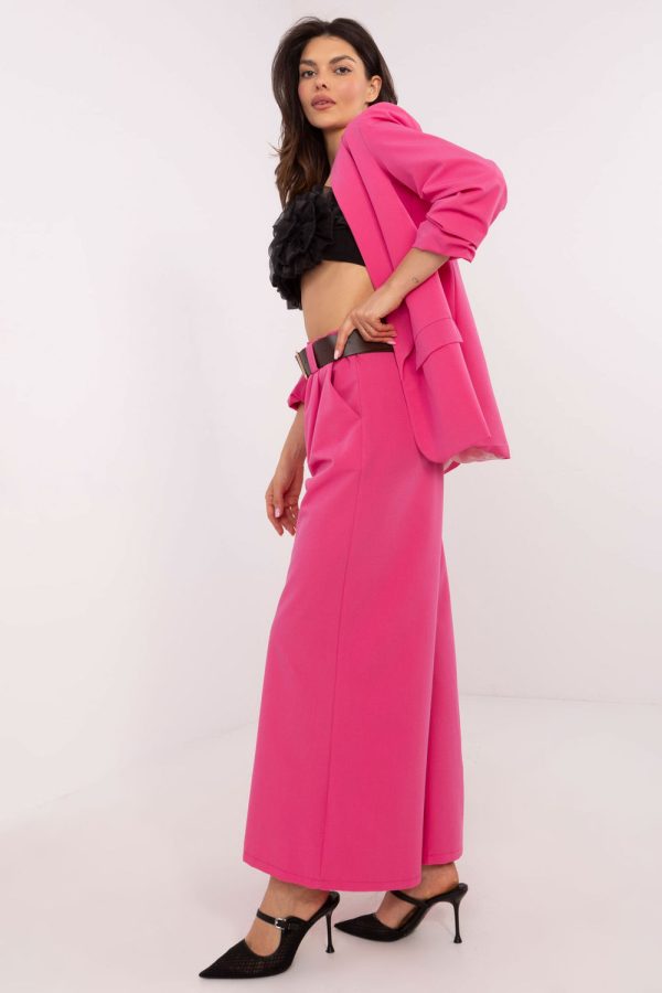 Pink Women Trousers in Pants, Trousers, Shorts with Spandex and Polyester