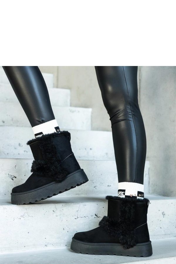 Black Snow Boots in Women`s Ankle Boots & Booties with Fabric and Heel Height
