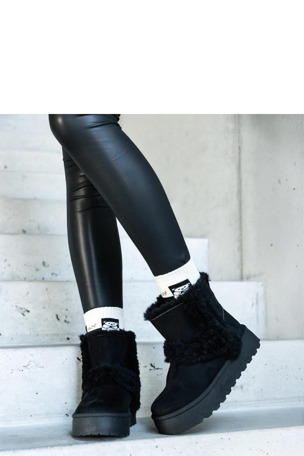 Black Snow Boots in Women`s Ankle Boots & Booties with Fabric and Heel Height