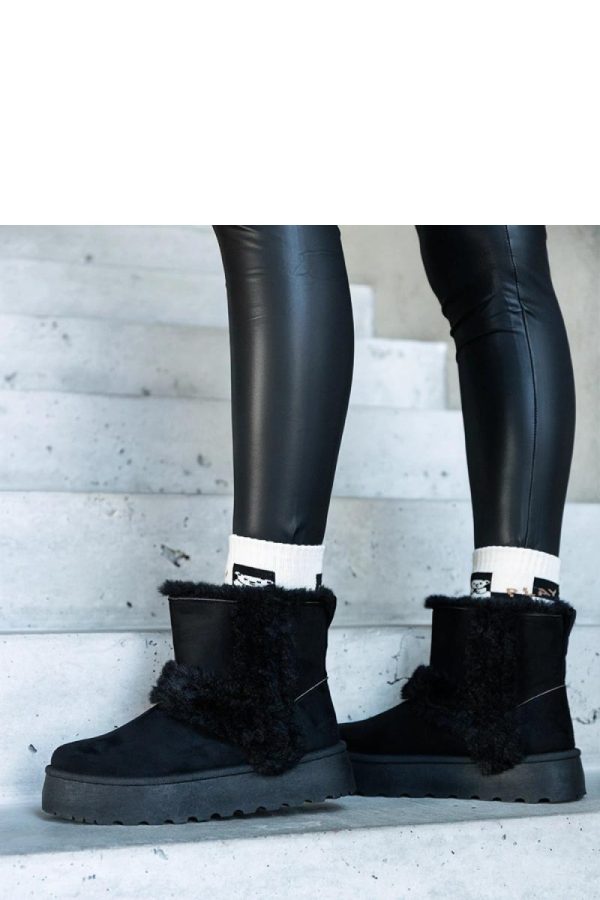 Black Snow Boots in Women`s Ankle Boots & Booties with Fabric and Heel Height