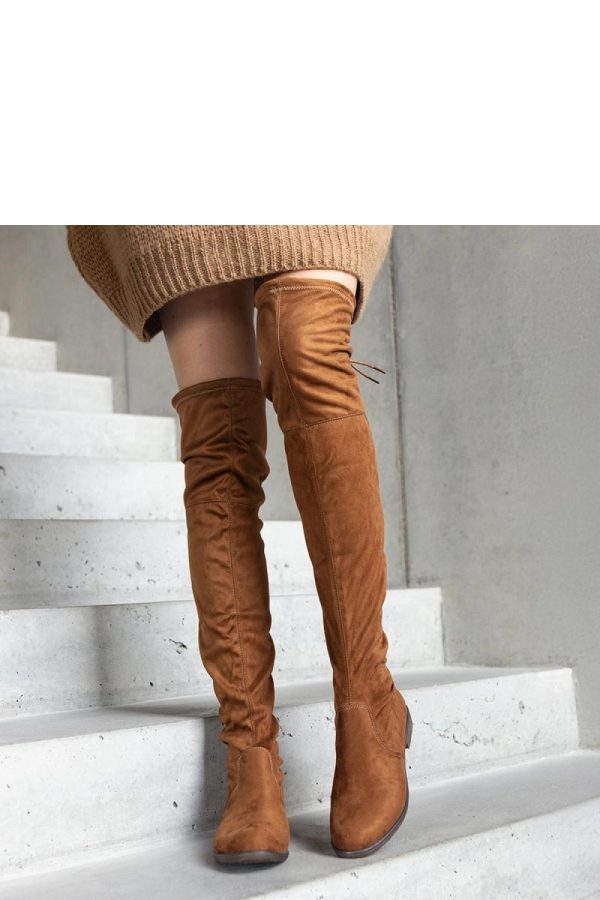 Brown Thigh-Hight Boots....Fabric and Heel Height