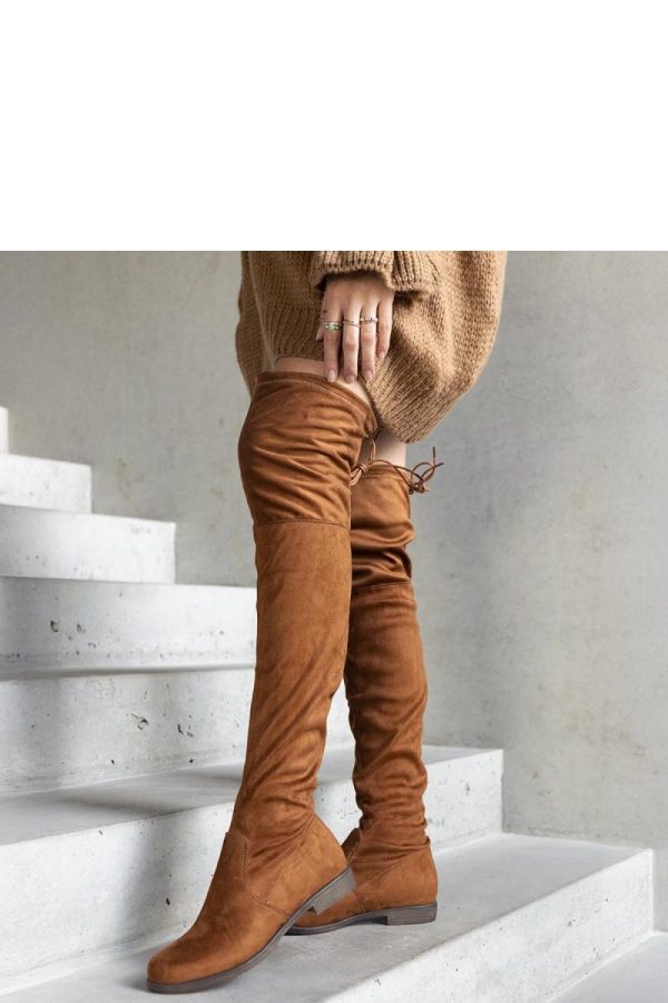 Brown Thigh-Hight Boots....Fabric and Heel Height