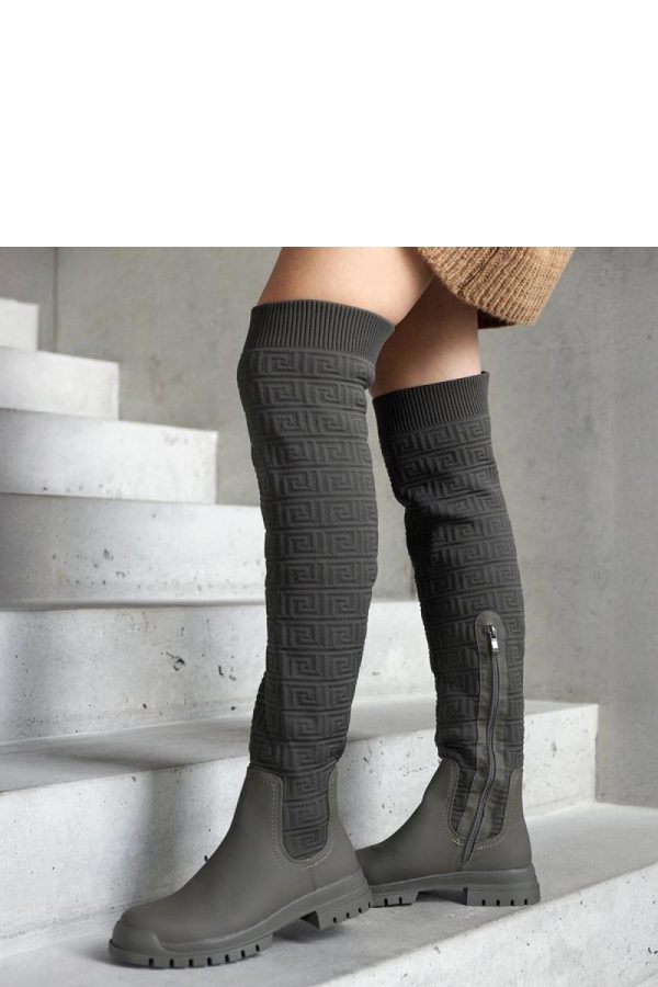 Green Thigh-Hight Boots....Fabric and Heel Height
