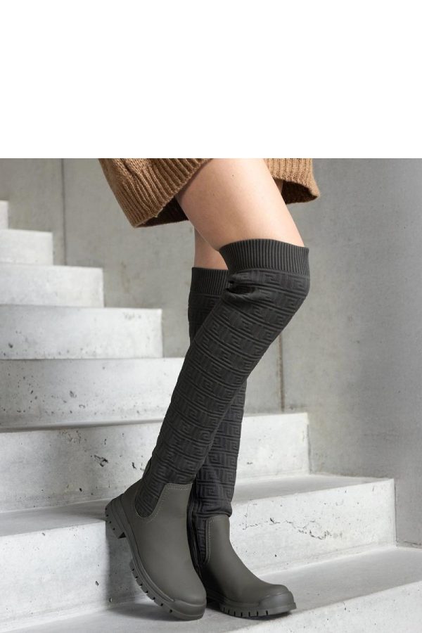 Green Thigh-Hight Boots....Fabric and Heel Height