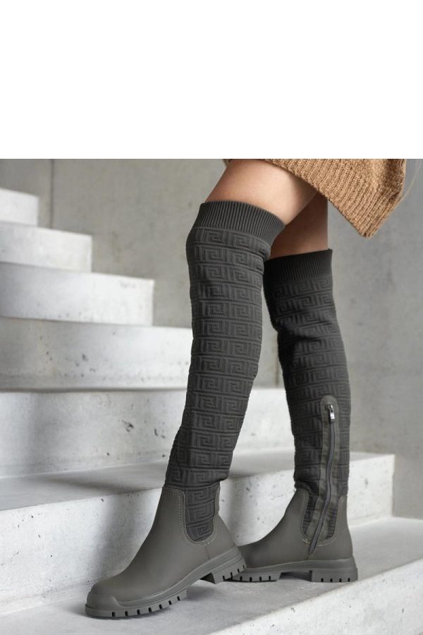 Green Thigh-Hight Boots....Fabric and Heel Height