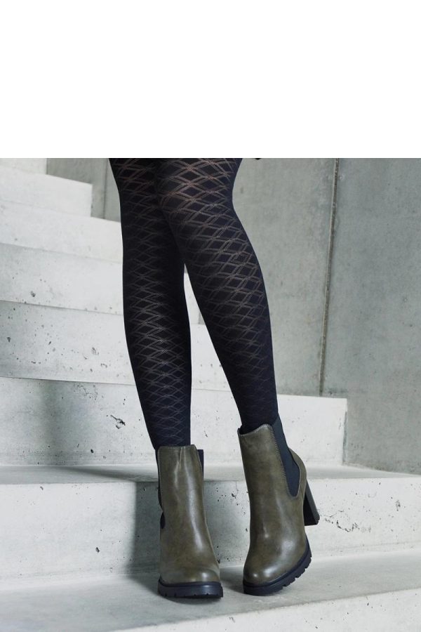 Green Heel Boots.Fabric and Heel Height