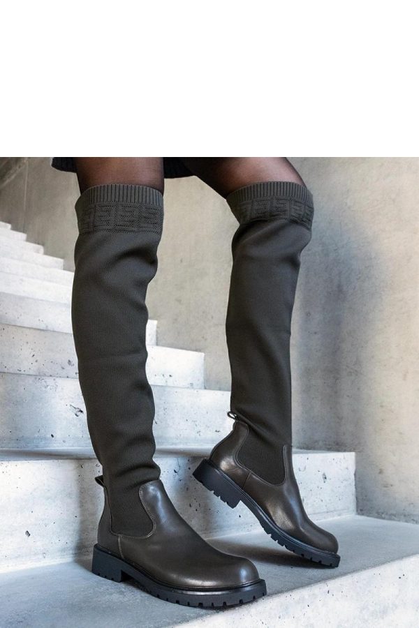 Green Heel Boots....Fabric and Heel Height