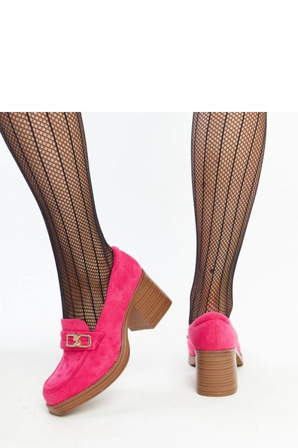 Pink Block Heel Pumps..Fabric and Heel Height