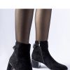 Black Heel Boots in Women`s Ankle Boots & Booties with Fabric and Heel Height