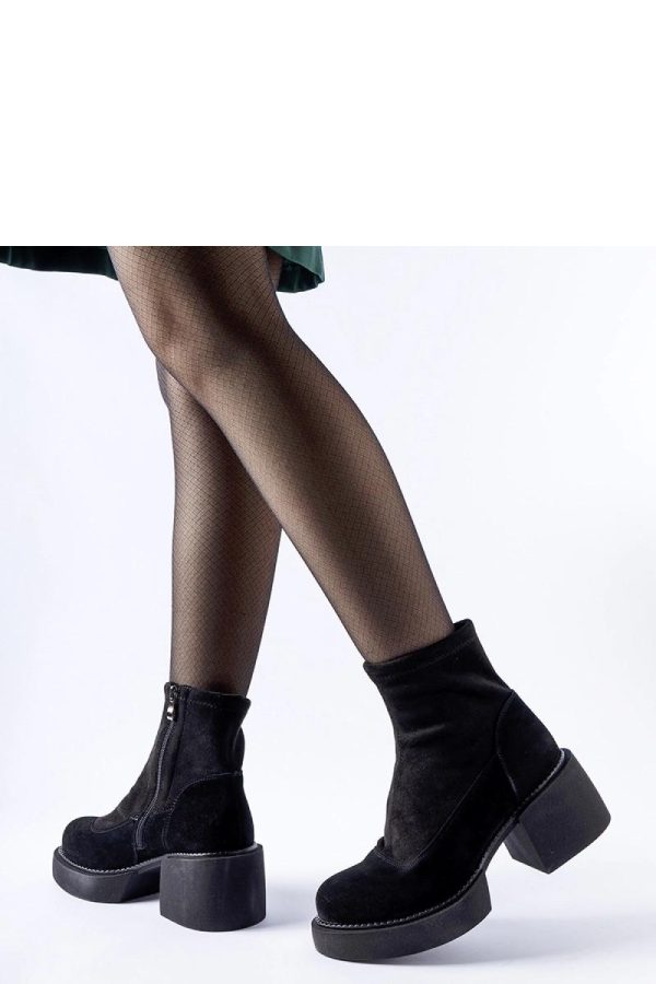 Black Heel Boots in Women`s Ankle Boots & Booties with Fabric and Heel Height