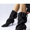 Black Stiletto Heeled Boots....Fabric and Heel Height