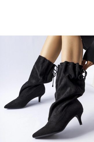 Black Stiletto Heeled Boots....Fabric and Heel Height