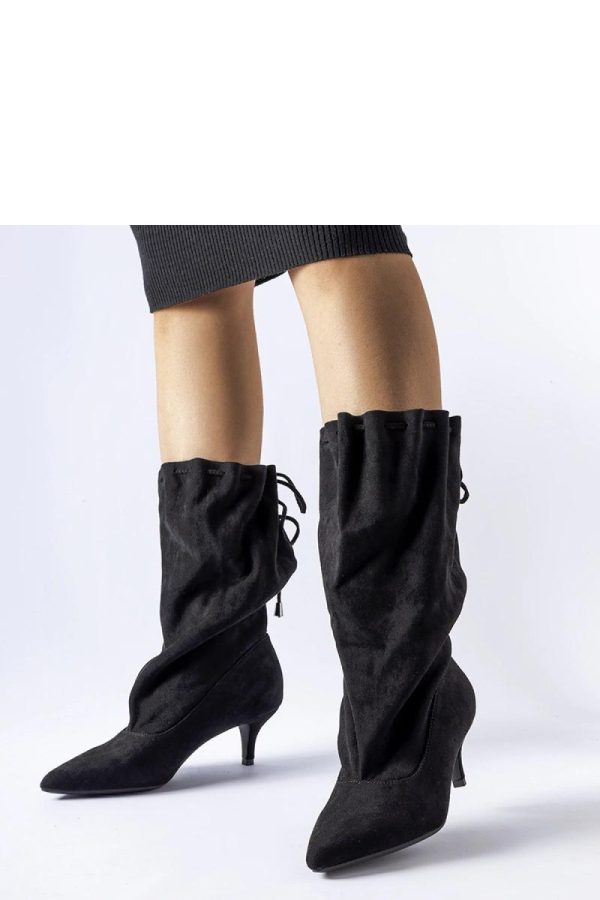 Black Stiletto Heeled Boots....Fabric and Heel Height
