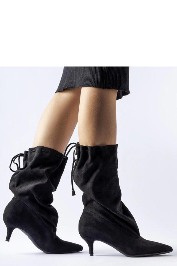 Black Stiletto Heeled Boots....Fabric and Heel Height