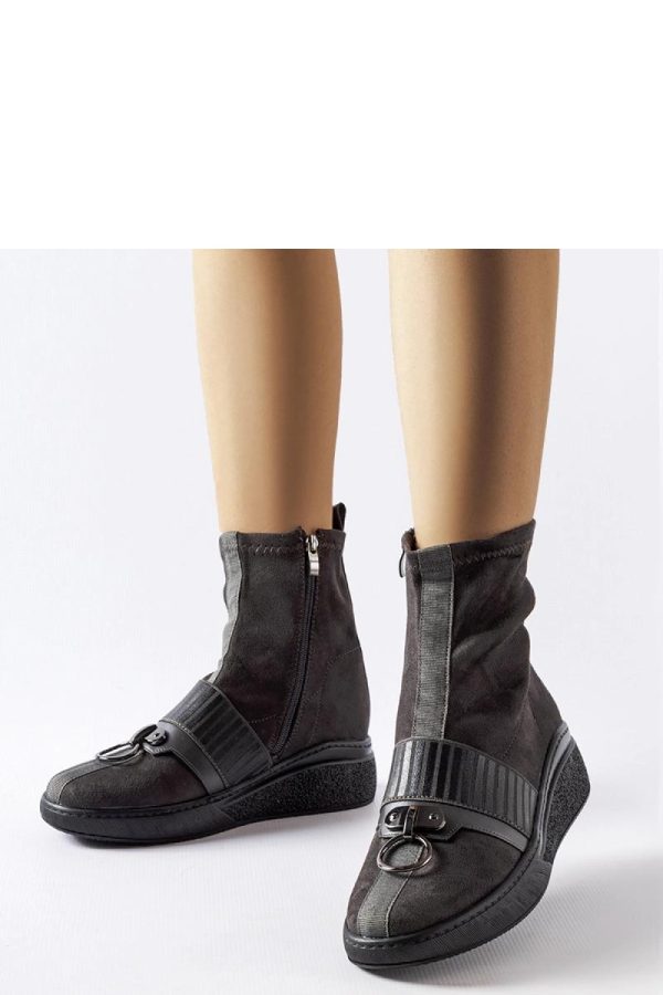 Grey Buskin Boots..Fabric and Heel Height