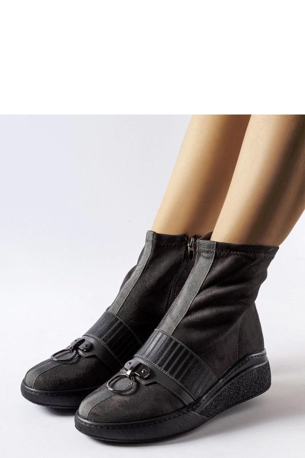 Grey Buskin Boots..Fabric and Heel Height