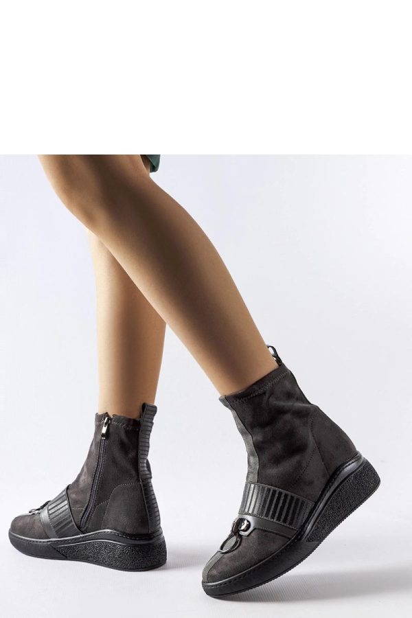 Grey Buskin Boots..Fabric and Heel Height