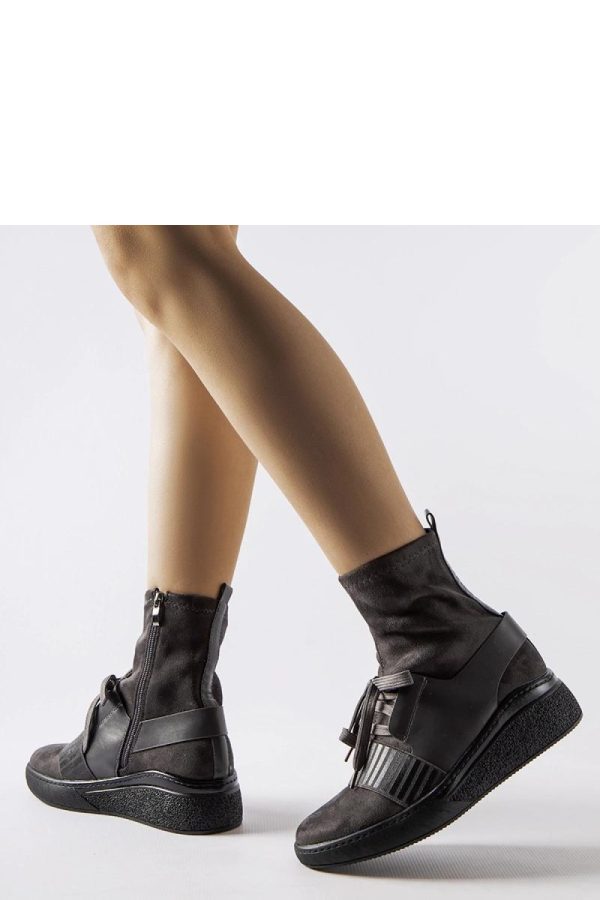 Grey Buskin Boots...Fabric and Heel Height