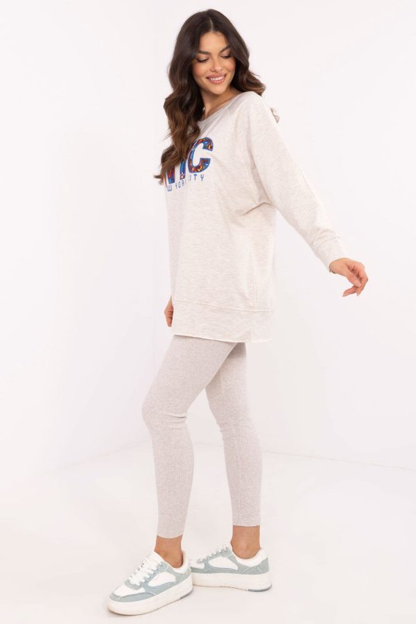 Beige Set in Pants, Trousers, Shorts with Cotton, Spandex and Polyester