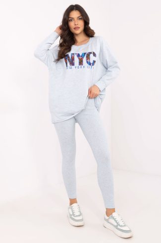 Blue Set in Pants, Trousers, Shorts with Cotton, Spandex and Polyester