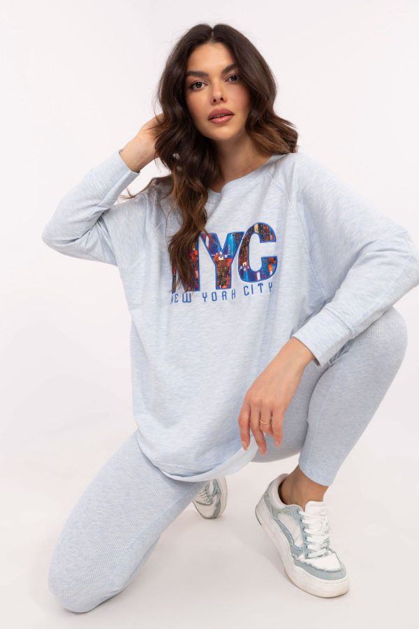 Blue Set in Pants, Trousers, Shorts with Cotton, Spandex and Polyester