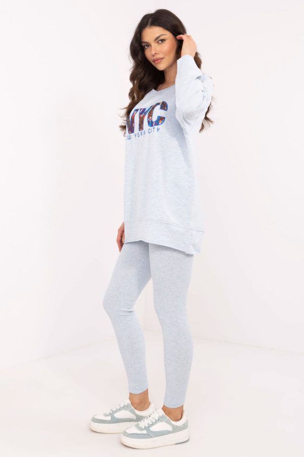 Blue Set in Pants, Trousers, Shorts with Cotton, Spandex and Polyester