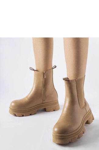 Beige Boots in Women`s Ankle Boots & Booties with Fabric and Heel Height