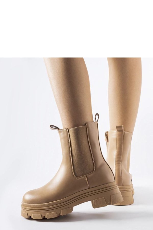 Beige Boots in Women`s Ankle Boots & Booties with Fabric and Heel Height