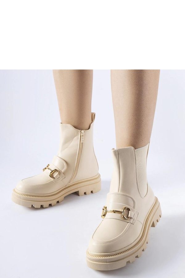 Beige Boots in Women`s Ankle Boots & Booties with Fabric and Heel Height