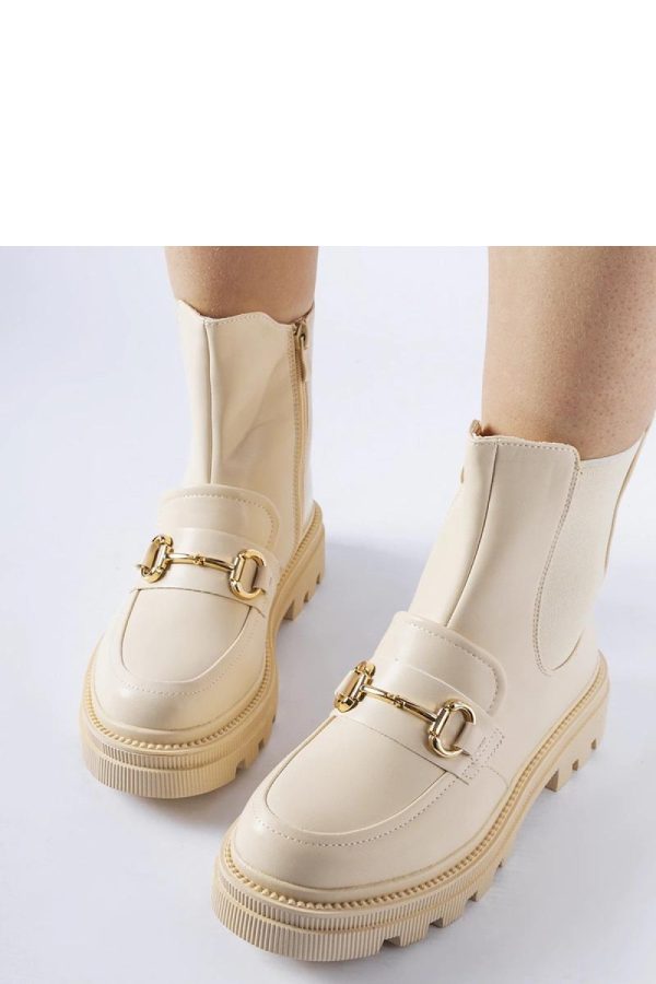 Beige Boots in Women`s Ankle Boots & Booties with Fabric and Heel Height