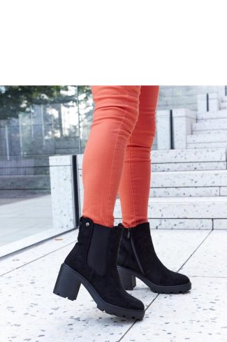 1058111 Black Heel Boots in Women`s Ankle Boots & Booties with Fabric and Heel Height