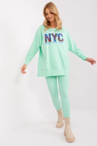 Green Set in Pants, Trousers, Shorts with Cotton, Spandex and Polyester