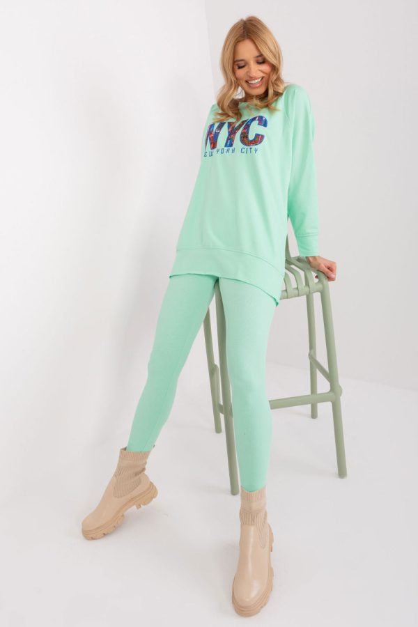 Green Set in Pants, Trousers, Shorts with Cotton, Spandex and Polyester