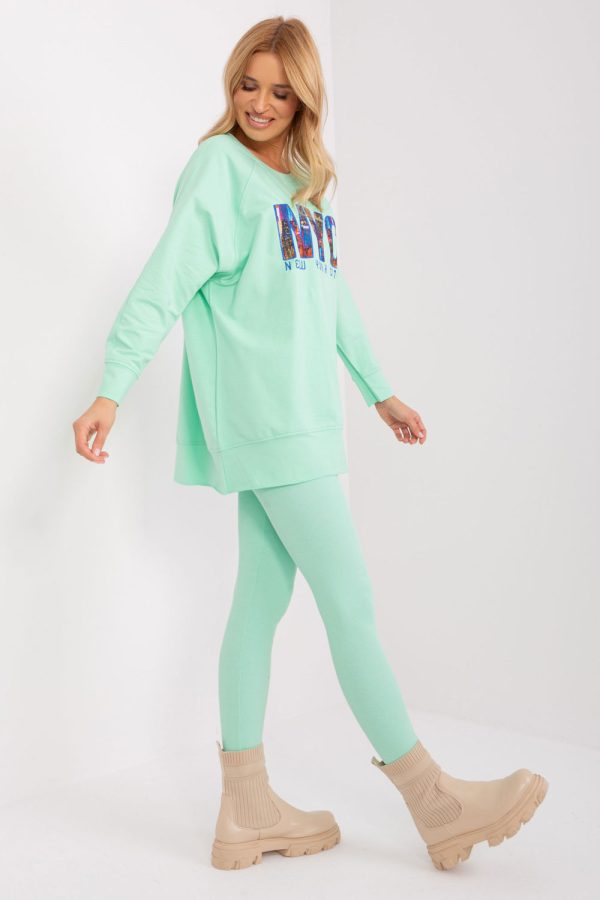 Green Set in Pants, Trousers, Shorts with Cotton, Spandex and Polyester