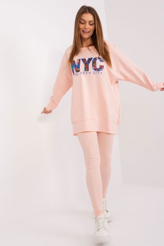 Pink Set in Pants, Trousers, Shorts with Cotton, Spandex and Polyester