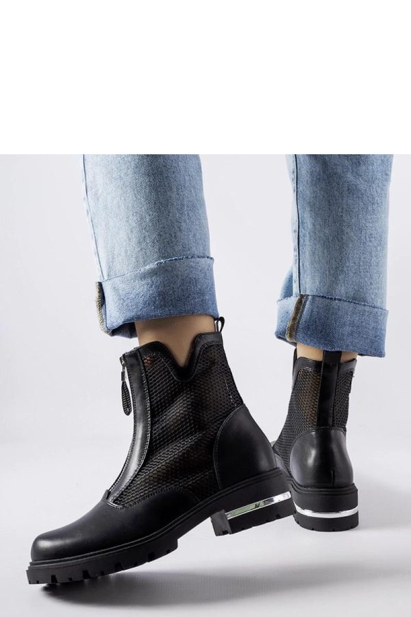 Black Boots in Women`s Ankle Boots & Booties with Fabric and Heel Height