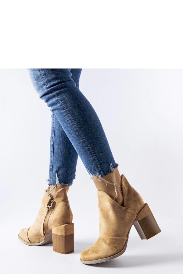Beige Heel Boots.Fabric and Heel Height