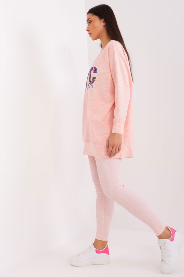 Pink Set in Pants, Trousers, Shorts with Cotton, Spandex and Polyester