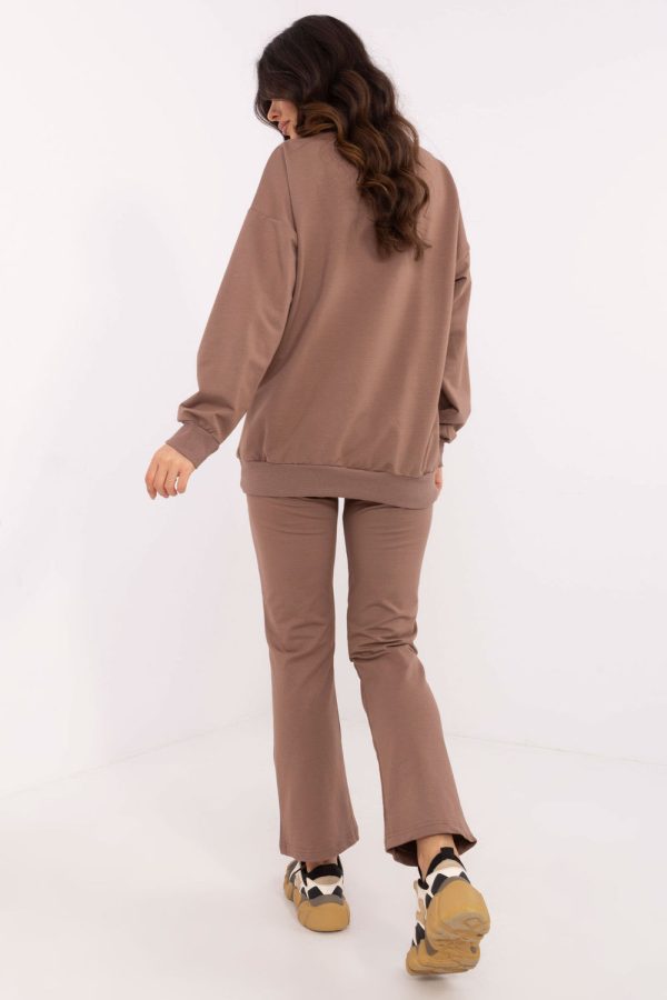 Brown Set in Pants, Trousers, Shorts with Cotton, Spandex and Polyester
