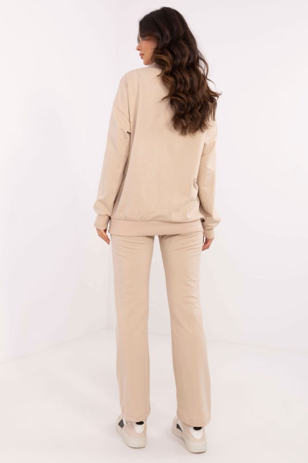 Beige Set in Pants, Trousers, Shorts with Cotton, Spandex and Polyester