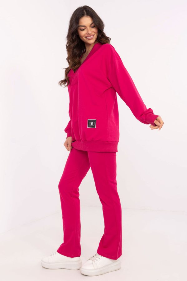 Pink Set in Pants, Trousers, Shorts with Cotton, Spandex and Polyester