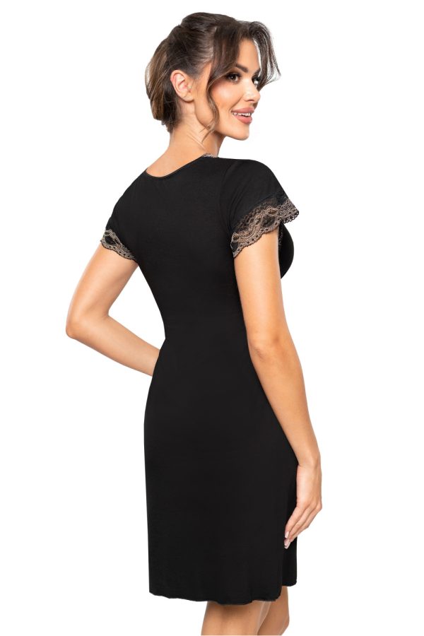 Black Nightshirt in Nightgowns, Nighties, Sleep Shirts with Spandex, Polyester and Viscose