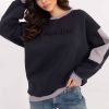 Navy Blue Sweatshirt in Sweatshirts For Women with Cotton and Polyester