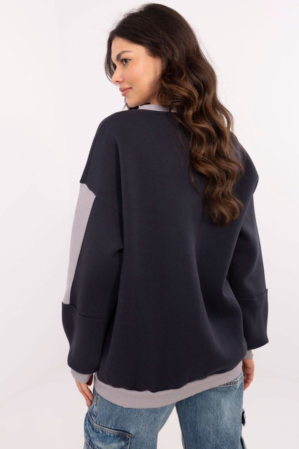 Navy Blue Sweatshirt in Sweatshirts For Women with Cotton and Polyester