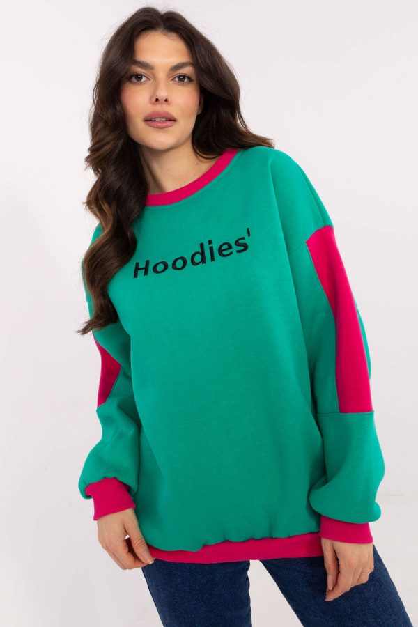 Green Sweatshirt in Sweatshirts For Women with Cotton and Polyester