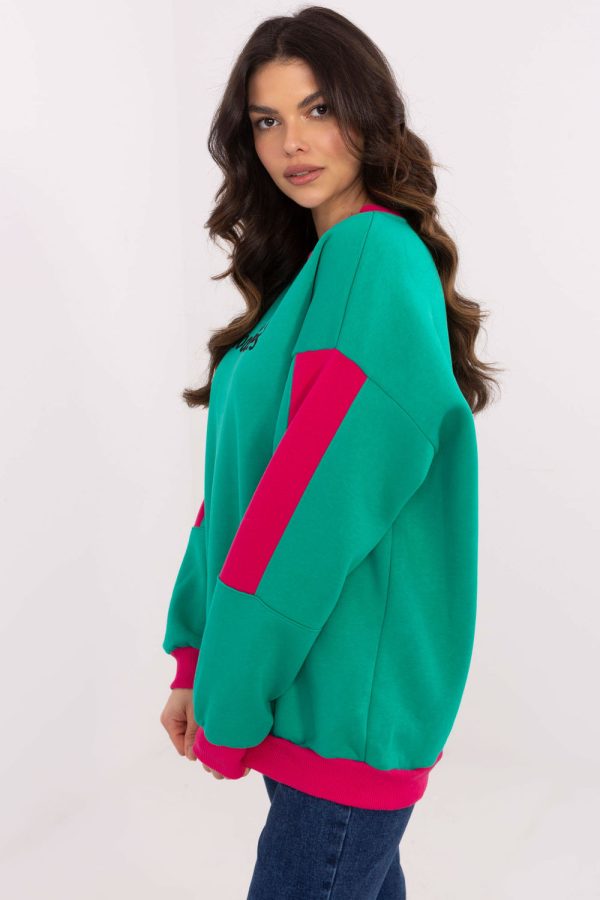 Green Sweatshirt in Sweatshirts For Women with Cotton and Polyester