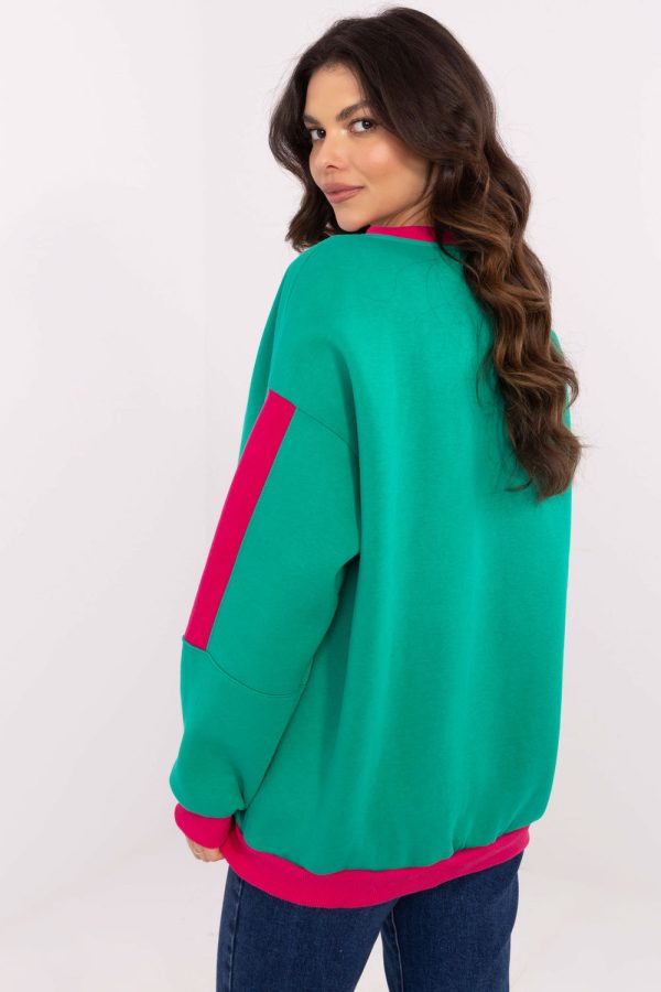 Green Sweatshirt in Sweatshirts For Women with Cotton and Polyester