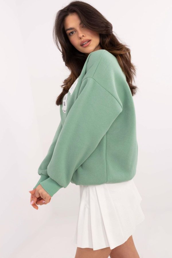 Green Sweatshirt in Sweatshirts For Women with Cotton and Polyester