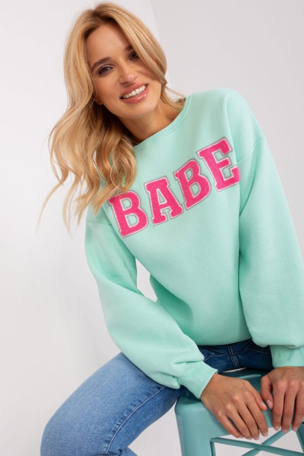 Green Sweatshirt in Sweatshirts For Women with Cotton and Polyester